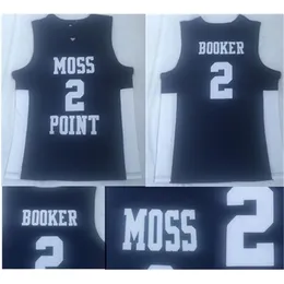 Xflsp Moss Point 2 Devin Booker college Basketball Jersey Nero Film uomo Tutto cucito e ricamato di alta qualità