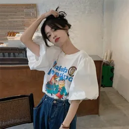 Loose Aesthetic T Shirt Women's T-shirt Summer Tops Short Sleeve Casual Pulovers Graphic Fashion Clothes Korean White 220514