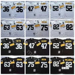 Chen37 NCAA Football 75 Joe Greene Jerseys 36 Jerome Bettis 47 Mel Blount 52 Mike Webster 63 Dermontti Dawson John Stallworth Black White Vintage