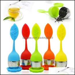 타일 ​​손잡이 차 Infuser Stainless Steel 스트레이너와 허브 드롭 배달을위한 드립 트레이가있는 Tea Infuser Steeper Diffuser 2021 커피 도구 음주.