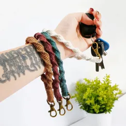 Handwork Weave Twist Rope Wrist Strap Bracelets Keychain for Women 2021 New Autumn Key Chain Christmas Gifts Wholesale