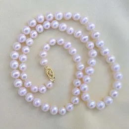 Collana perla Akoya rosa perfetta da 8-9 mm 18 "14K