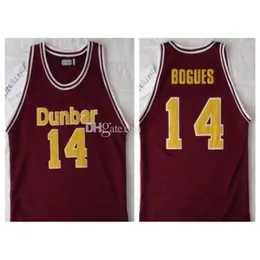 Nikivip #14 Tyrone Muggsy Bogues Dunbar Poets Basketball Jersey High School Retro Classic Mens 스티치 커스텀 번호 및 이름 유니폼