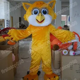 Costume da mascotte gufo giallo di Halloween Personaggio a tema anime dei cartoni animati di alta qualità Costume da adulto per pubblicità esterna natalizia