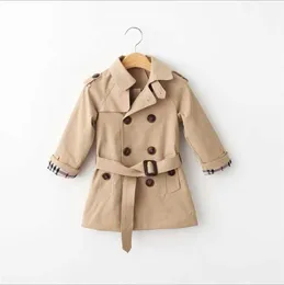 Moda ragazzi ragazze trench rosso lungo stile tench cappotti autunno inverno bambini plaid doppio petto giacche bambini ragazzo outwear 1-12 anni