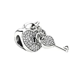 Ny högkvalitativ populär 925 Sterling Silver billig nyckellås charm pärlhänge för original pandora charm armband halsband damer mode diy smycken tillverkning