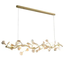 Lâmpadas pendentes de lustre moderno nórdico Ginkgo folhas Luzes LED Sala de jantar de vida interior El Hanging