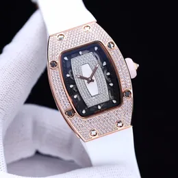 Mode Women's Watch 31mm Sapphire Mirror Automatisk mekanisk rörelse Diamond Classic Wine Barrel Luxury Watch With Rubber Strap Athletic Personality