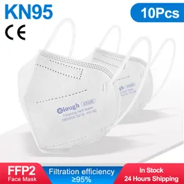 Взрослые KN95 маска дышащие и удобные защитные лица Пякотепроницаемый и анти-плюс 5 слоев защита с двойным слоем расплавленной ткани складывание