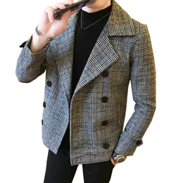 Erkek Suit Blazers Sonbahar Kış Erkek Kısa Yün Palto Çift Kelime 220823