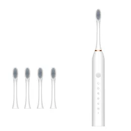 XQMQ x3 Oryginalne elektryczne szczoteczki do zębów Ultradźwiękowe z 4 zastępcze głowice IPX-7 Wodoodporne ładowanie w pełni automatyczne miękkie szczoteczki do zębów DHL