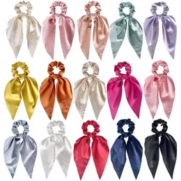 Long Bowknot Hair Scrunchies Kvinnor Tillbehör Hårband Slipsar Ponytailhållare Gummi Rope Dekoration