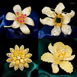 Brocos de pinos 2022 Luxo coreano Sparkling Zircon Lotus Brochepin Temperamento Orquídea para mulheres Terno de casaco Acessórios de jóias de corpete Kirk22