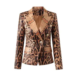 B588 Womens Suits Blazers Tide Brand Högkvalitativ Retro Fashion Designer Essence Känns Snakskin Pattern Series Suit Lion Double-Breasted Slim Plus Size Size S-3XL