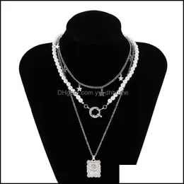 Подвесные ожерелья подвески ювелирные украшения творческий бриллиант ретро простые цепи, сшивая жемчужина, инкрустированная с помощью обеда с цепью -цепью роз