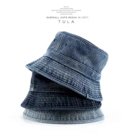 2022 Letnie Sporty i Wypoczynek Kobiety Płukane Denim Basin Hat Japoński Trend Moda Outdoor Sun Ochrona Rybaka Kapelusz G220418