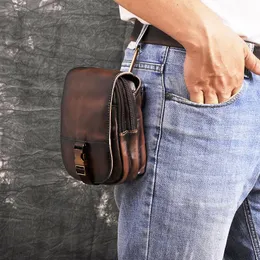 Waist Bags Design Mens Leather Small Travel Phone Pouch Hook Belt Fanny Pack Bag High Fashion Male Case 6185-dcWaist BagsWaist
