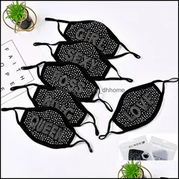 Party Masks Festive Supplies Home Garden Fashion Colorf Face Mouth Mask Bling Diamond Rhinestone Reusable Washable Sexy Love Holloween Let