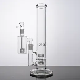 Stereo Matrix Perc Hookahs Clear Glass Bong 14 Inch Water Pipes Straight Tube Bongs Oil Dab Rigs 18mm Female Joint With Bowl Ash Catcher