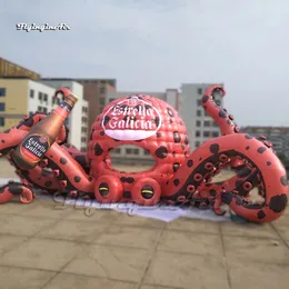 Outdoor Party Decorative Inflatable Octopus Large Cartoon Animal DJ Booth Advertising Drinking Octopus With Beer Bottle For Pub Event