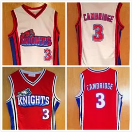 Nikivip Cambridge Jersey #3 как Mike La Knights Movie Basketball Jerseys White Red Stiched Number