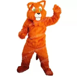 Halloween Long hair Orange Cat Mascot Costume Top Quality Cartoon Rabbit Character Outfits Suit Unisex Adults Outfit Christmas Carnival Fancy Dress