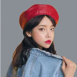 Ozyc High Quality Fashion Felt Pu Leather Beret Hat Women Cap Female Ladies Beanie Beret Girls For Spring And Fall J220722