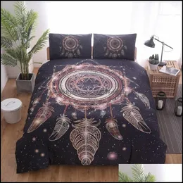 Defesto de cama suprimentos têxteis domésticos jardim bohemian Set Dream Feathers Print Prind Bedmas Bedia Doulo