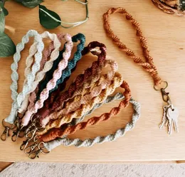 Macrame Wristlet Keychains Wrist Lanyard Strap Keyring Bracelet Assorted Color Macrames Braided Key Ring