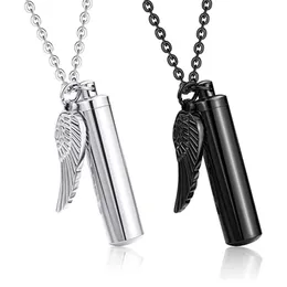 Küller için Kremasyon Urn Anıt Keepsake Kolye ile Angel Wing Charm Kolye Paslanmaz Çelik Keçiye Takı