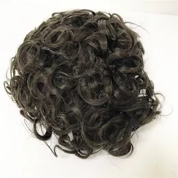 Ręcznie związane indyjskie ludzkie dziewicze włosy zamiennik koronkowy 19 mm curl męskie toupees for America Blacks Fast Express Dostawa