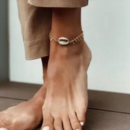 Ankletter justerbart snäckskal barfota anklet boho fot chiain smycken sommar strand bohemiska naturliga skal tillbehör roya22