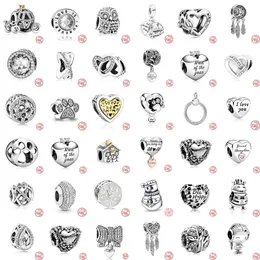 925 Sterling Silver Dangle Charm Love Heart Crystal and Cine Birds Animals Beads Fit Pandora Charms Charms Bracciale Accessori per gioielli fai -da -te