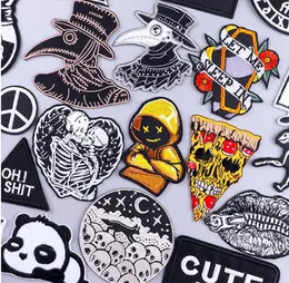 Samlarfläktar Kläder Klistermärken Hippie Rock Broderade lappar för kläder Stryk på lappen Skull Biker Stripes för jackor