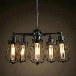 Lâmpadas pendentes Candelador de ferro preto Lustre Abajur American Country Style Industry Lamp e27 Edison Bulb Bar/Cafe LightingPenda