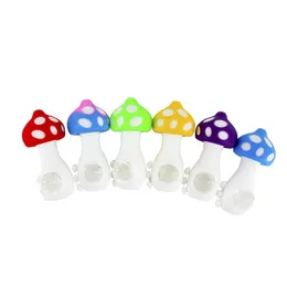 Silicone smoking pipe 4.3inch mushroom hand pipes With Bowl unbreakable dry herb Dab Rig tool Accessories