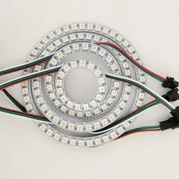 Şeritler Adreslenebilir WS2812B Halka Pixel Lamba 16/24/35/45 LED'ler Beyaz PCB RGB Rüya Renk WS2812 IC Dahili DC5V LED şeritli şeritli şeritli