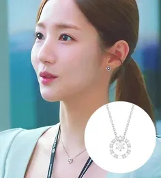 Kolye Kolyeleri 925Silver Circle Park Min Meteoroloji Ajansı Kolyeden Gençler Kadın Mücevherleri için Kore Draması Mücevher Mujer