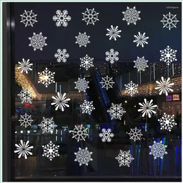 Adesivos de janela ano de natal de natal snowflake estático adesivo de vidro reutilizável removível para festival de festas de banheiro decorationwindow