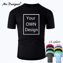 Ihre eigene Design Marke / Bild Custom Männer Frauen T-shirt EU-Größe 100% Baumwolle Kurzarm Casual T-Shirt Tops T-Stück 13 Farben 220402