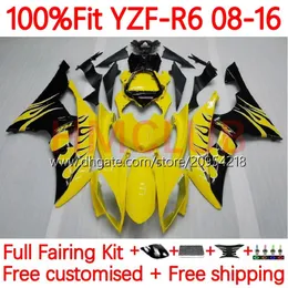 Yamaha YZF-R6 YZF600 YZF R 6 YZF R6 600 YZFR6 08 09 10 11 12 13 15 16 27NO.3 YZF-600 2009 2012 2012 2014 2015 2015 2016 주사체 검은 색 노란색을위한 OEM 페어링