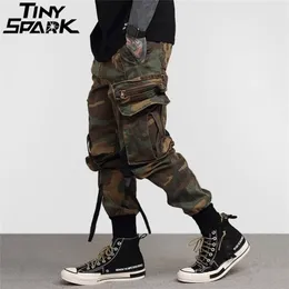 Mens Hip Hop Pant Side Pockets Vintage Camouflage Cargo Pant Streetwear Casual Harem Pant Military Tatical Trousers Washed 201128