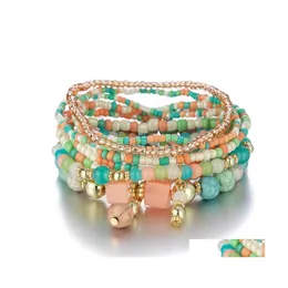 Бисеемные богемные модные украшения ручной стяжки Mti Layer Bracelet Bealets Charms Bracelets Drop Delive Dhbnh