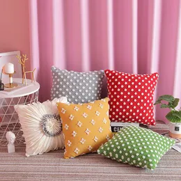 Cushion/Decorative Pillow Plush White Dot Embroidery Cushion Cover Velvet Flower Three-dimensional Stitching Pillowcase Decorative Covers Fo