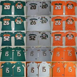 Nik1 NCAA Vintage Miami Hurricanes College-Football-Trikots 26 Sean Taylor 52 Ray Lewis R.Lewis 20 Ed Reed University Football-Trikots Günstig