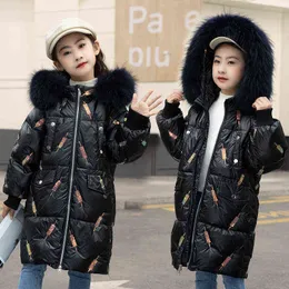 2021 neue Mode Winter Mädchen Unten Jacke Echtpelz Kragen Parka Kinder Mantel Dicker Mädchen Schneeanzug Jacke Für Mädchen 5-12Years j220718