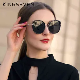 Kingseven Brand Design Moda Mulher Mulheres Óculos de sol Senhoras elegantes óculos de sol UV400 Cat Eyewear Y220520
