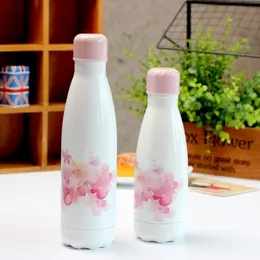 Bearcavalier Printing rostfritt stål termos flaskor rosa kreativa bärbara vatten utomhussporter Y200107