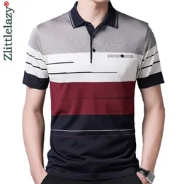 Märke kort ärm polo tee skjorta män avslappnad sommar randiga män klar polos skjortor mens mode smal fit poloshirt 722 220614