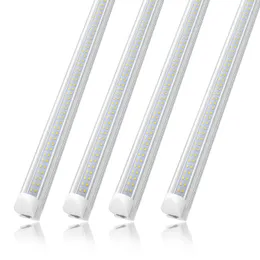 US STOCK 8FT LED Tube T8 Integrated 6000K Cold White 72W Transparent Cover Lights High Output Linkable LEDs Light Ceiling Garage Lighting